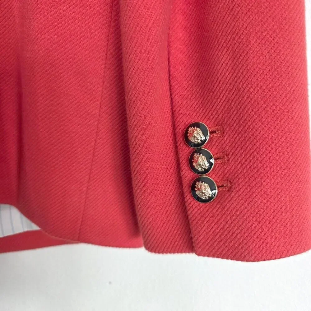 Talbots Classic Two Button Cotton Blend Blazer Fiery Orange Structured Color pop